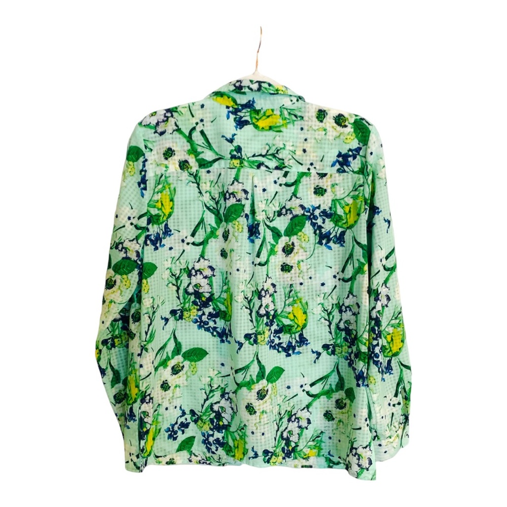 Coral Bay Women Green Floral Long Sleeve Blouse  Size L